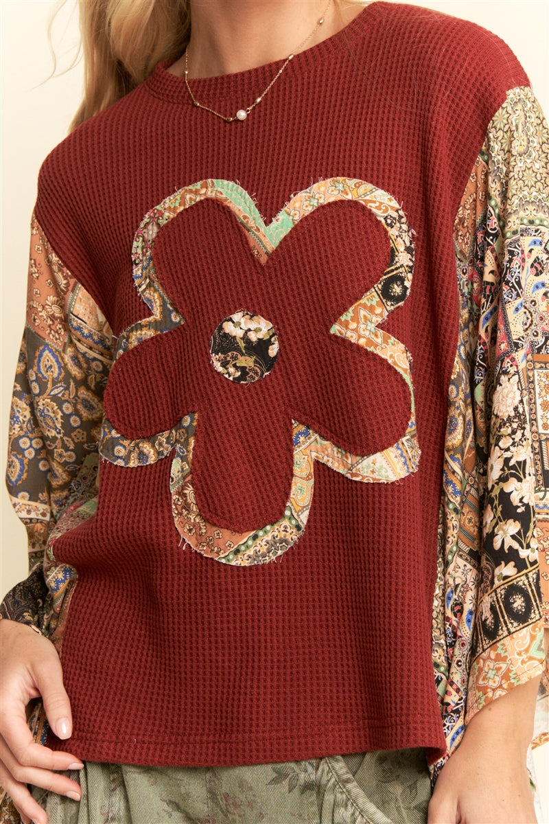 Cozy Crimson Waffle Kimono