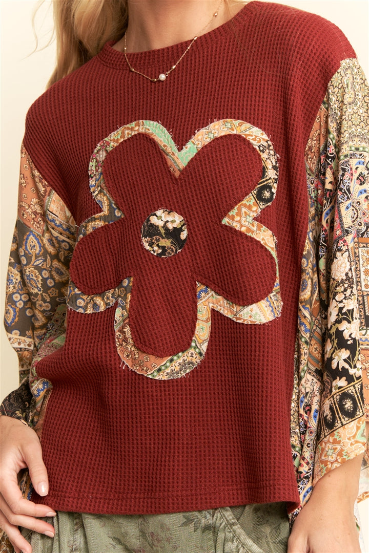 Cozy Crimson Waffle Kimono