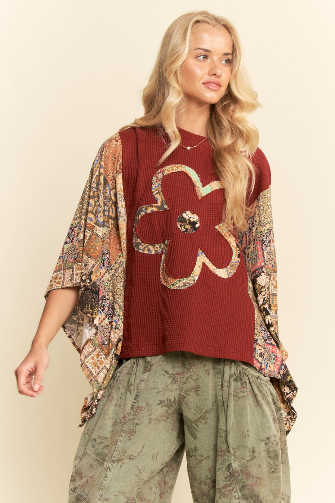 Cozy Crimson Waffle Kimono