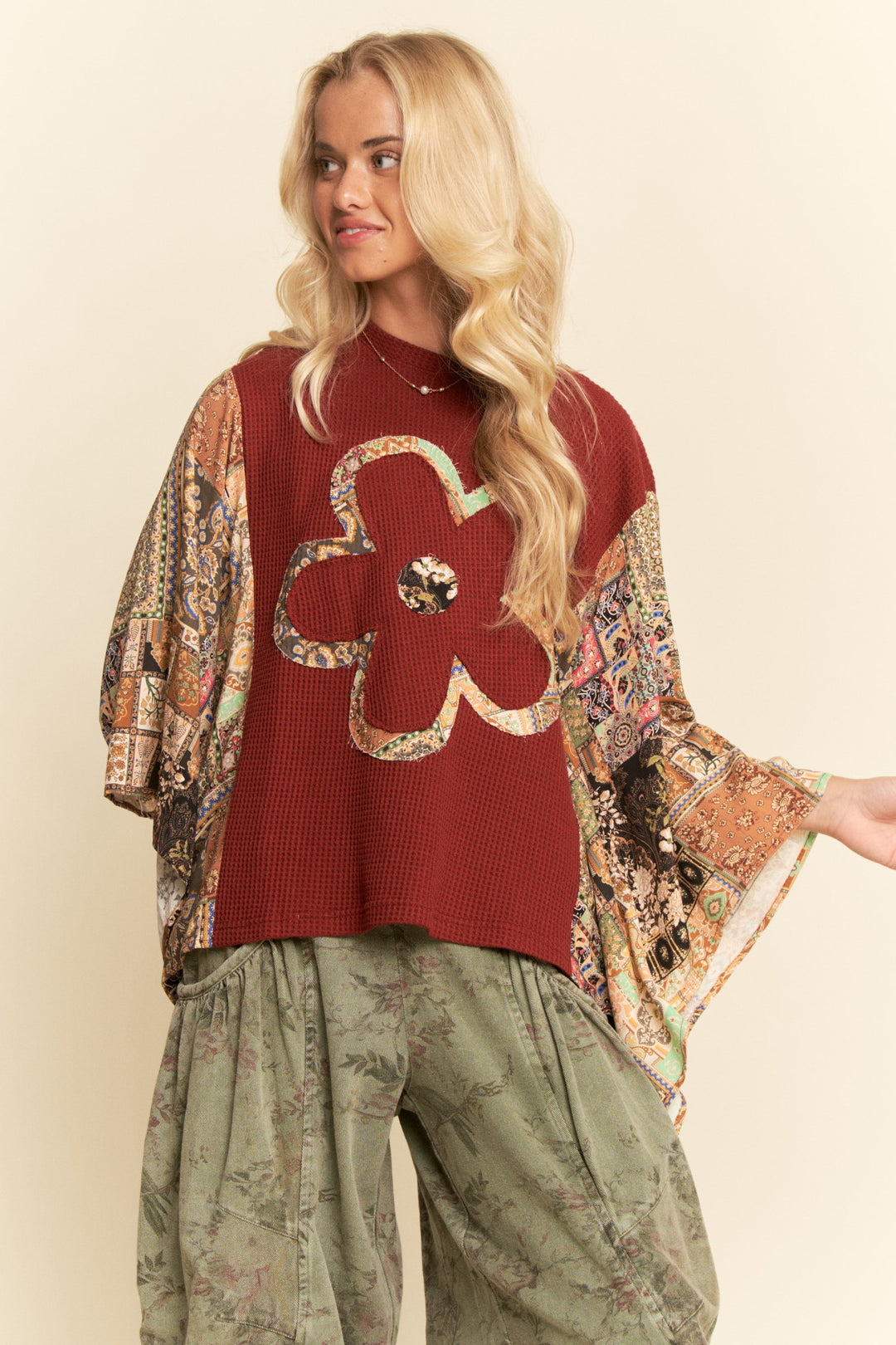 Cozy Crimson Waffle Kimono