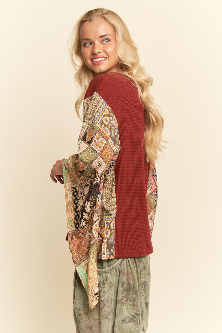 Cozy Crimson Waffle Kimono
