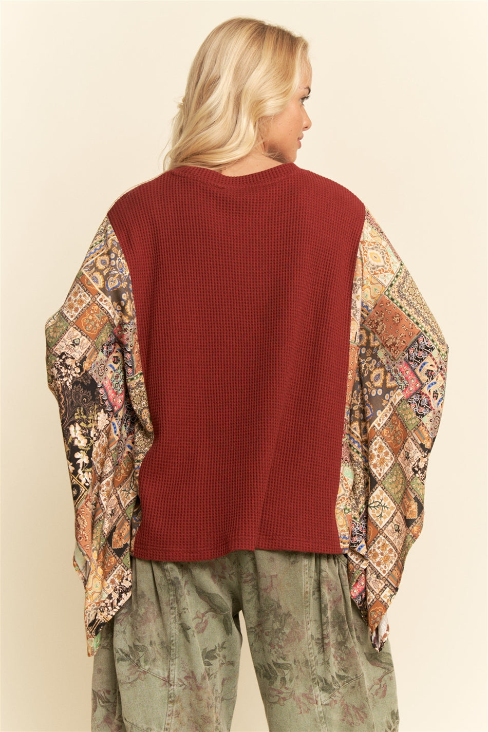 Cozy Crimson Waffle Kimono