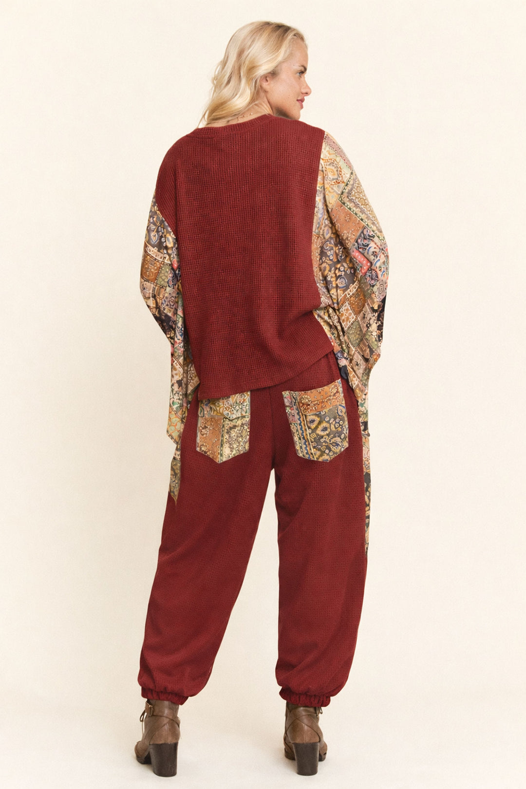 Cozy Crimson Waffle Pants