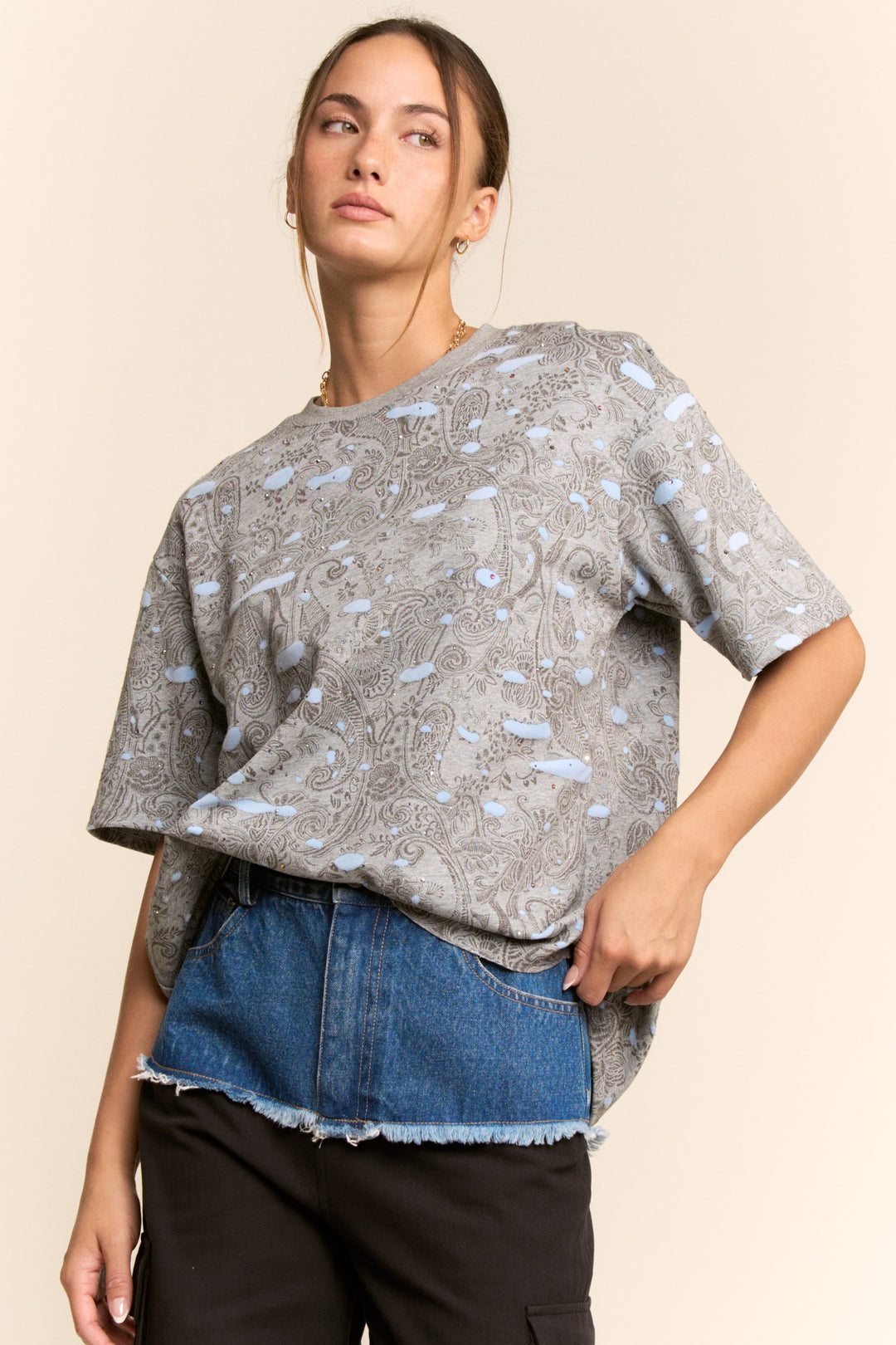 Distressed Paisley Tee
