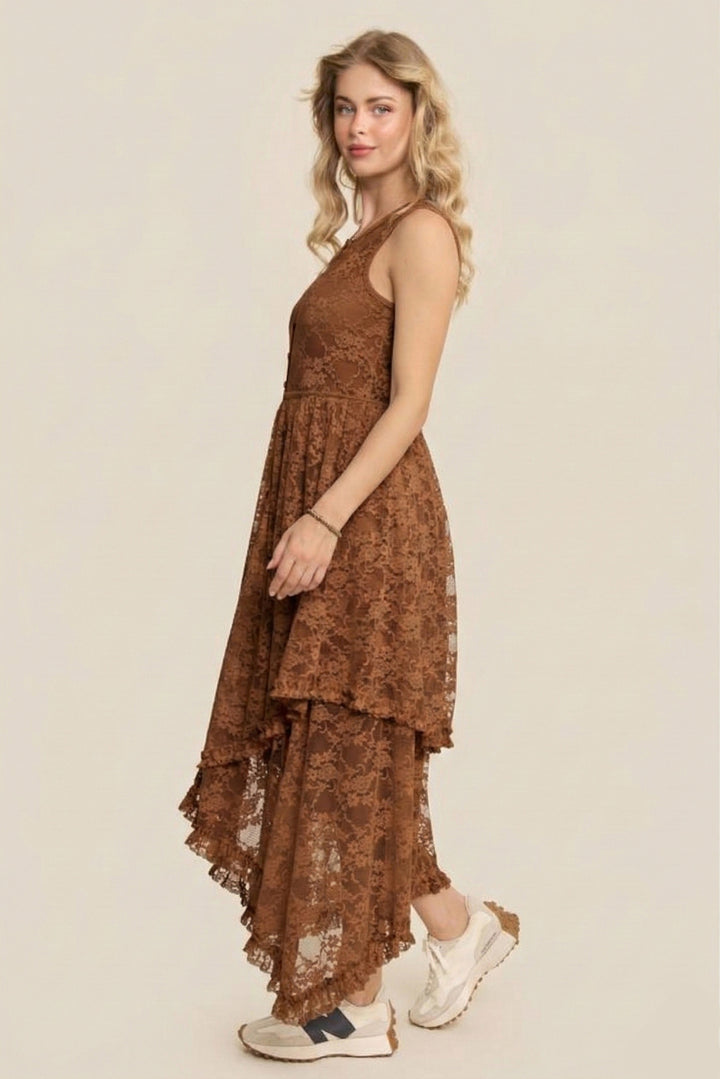 Mocha Mousse Lace Duster