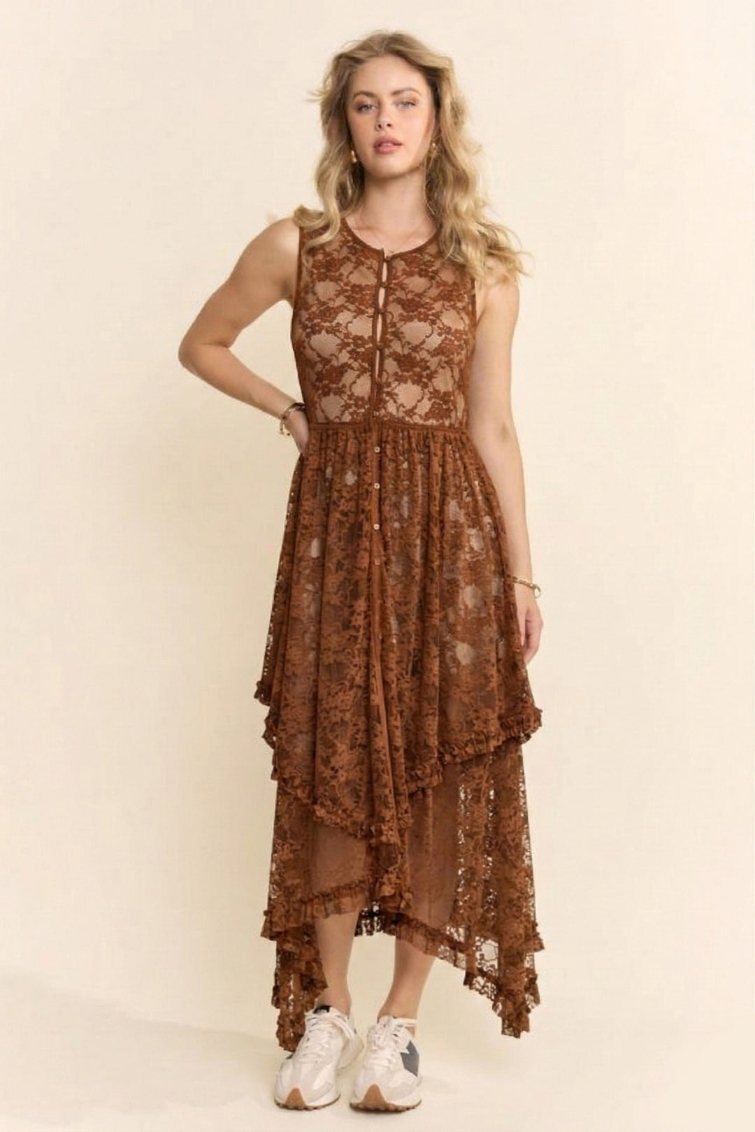 Mocha Mousse Lace Duster
