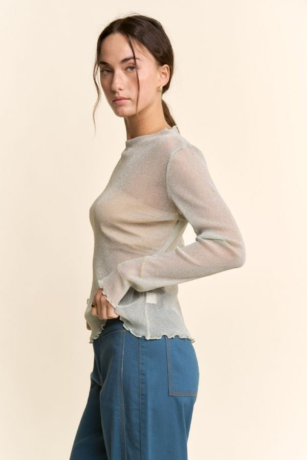 Sheer Luxe Mint Blue Blouse