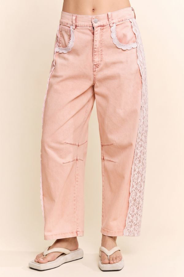 Sweetheart Pink Lace Jeans