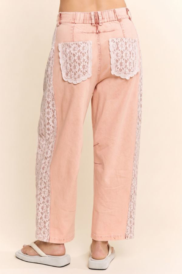 Sweetheart Pink Lace Jeans