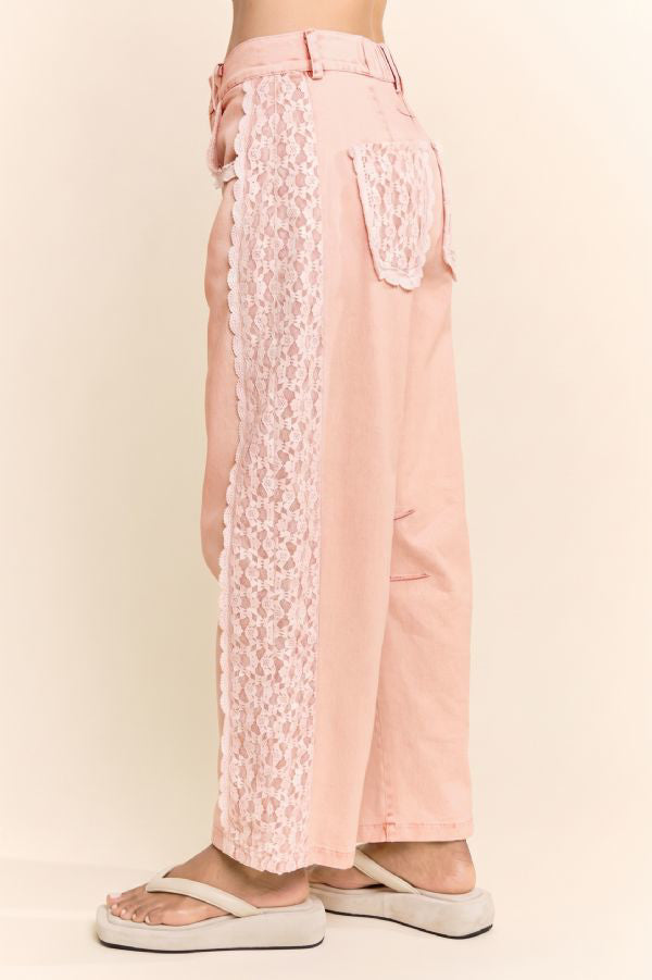 Sweetheart Pink Lace Jeans