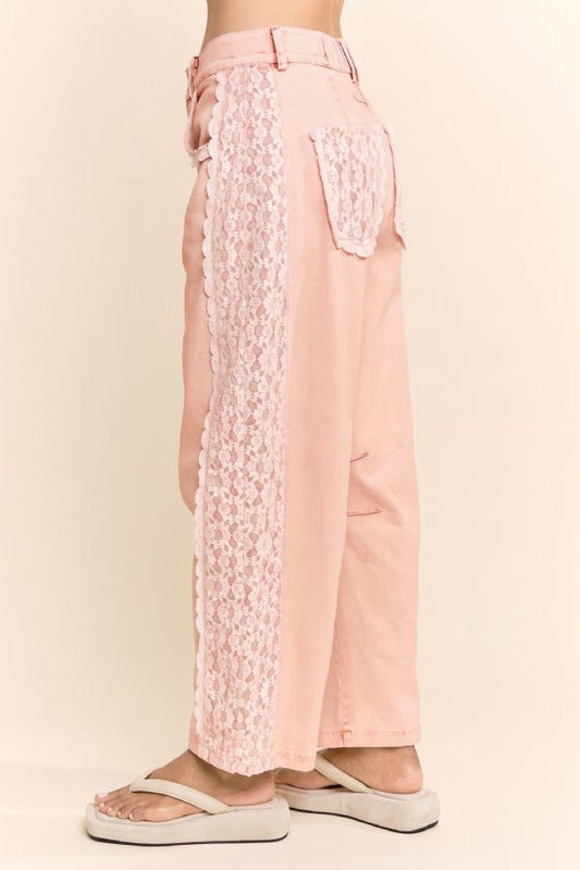 Sweetheart Pink Lace Jeans