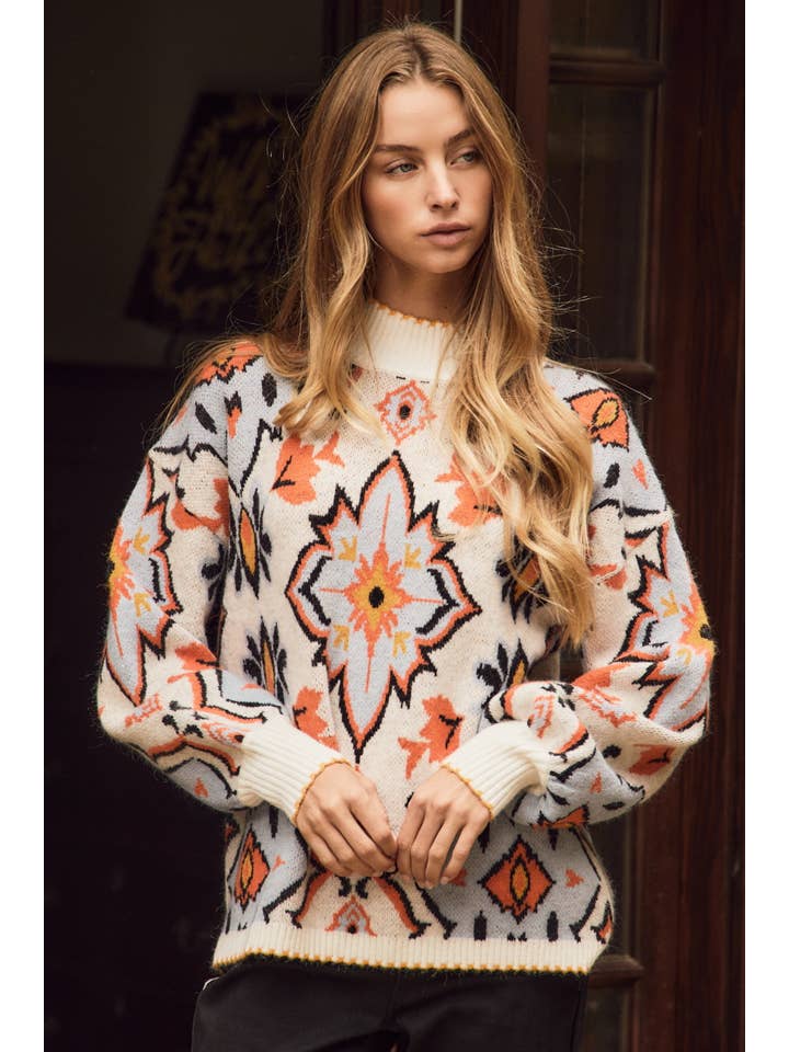 Ivory Sky Mosaic Sweater