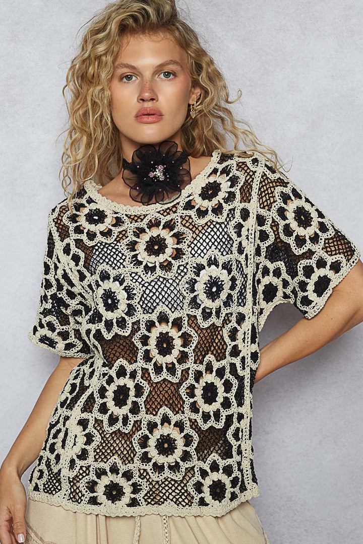 Rustic Rose Crochet Blouse