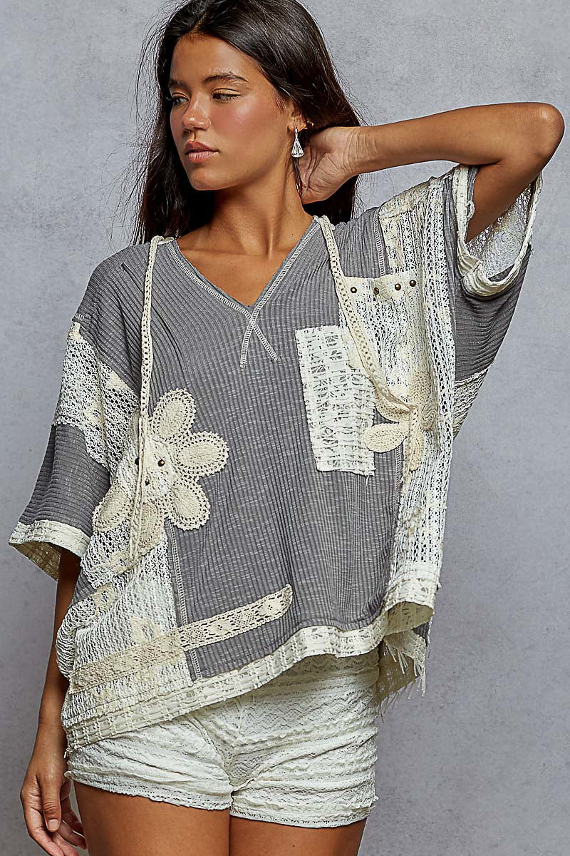 Cactus & Lace Grey Casual Hoodie