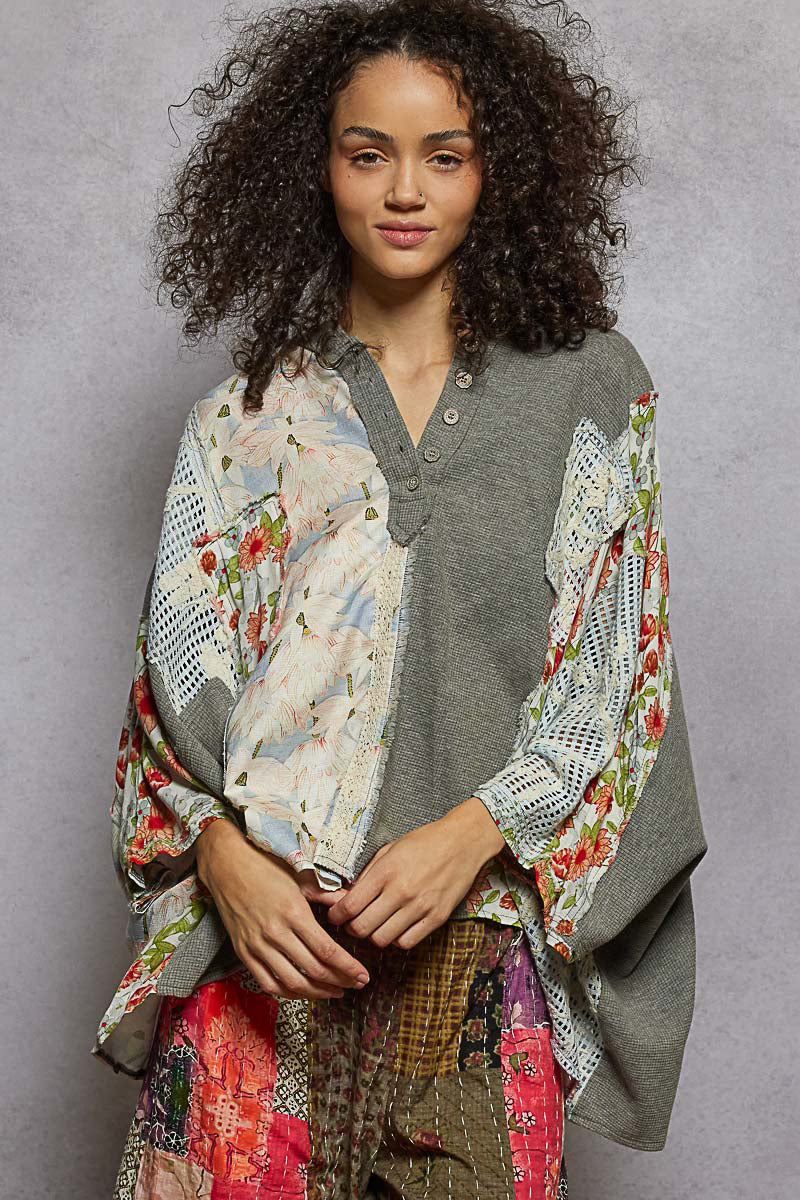 Blushing Breeze Gray Hooded Top