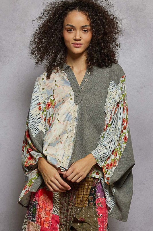 Blushing Breeze Gray Hooded Top