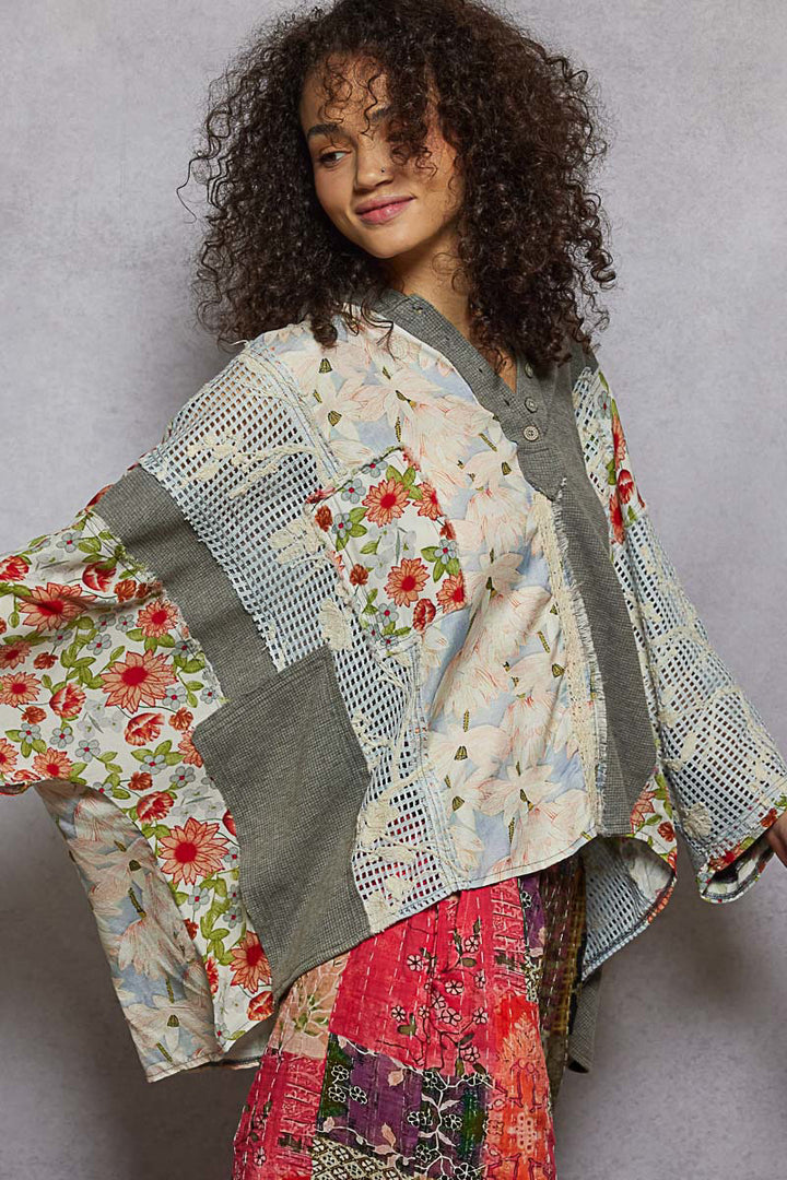 Blushing Breeze Gray Hooded Top