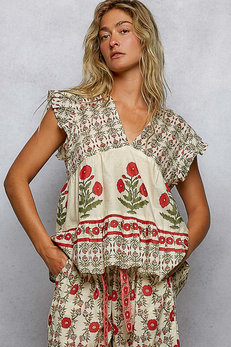 Zinnia Garden Babydoll Top