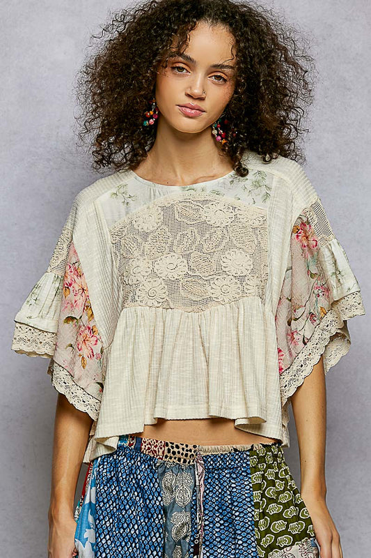 Cottage Floral Flutter Blouse