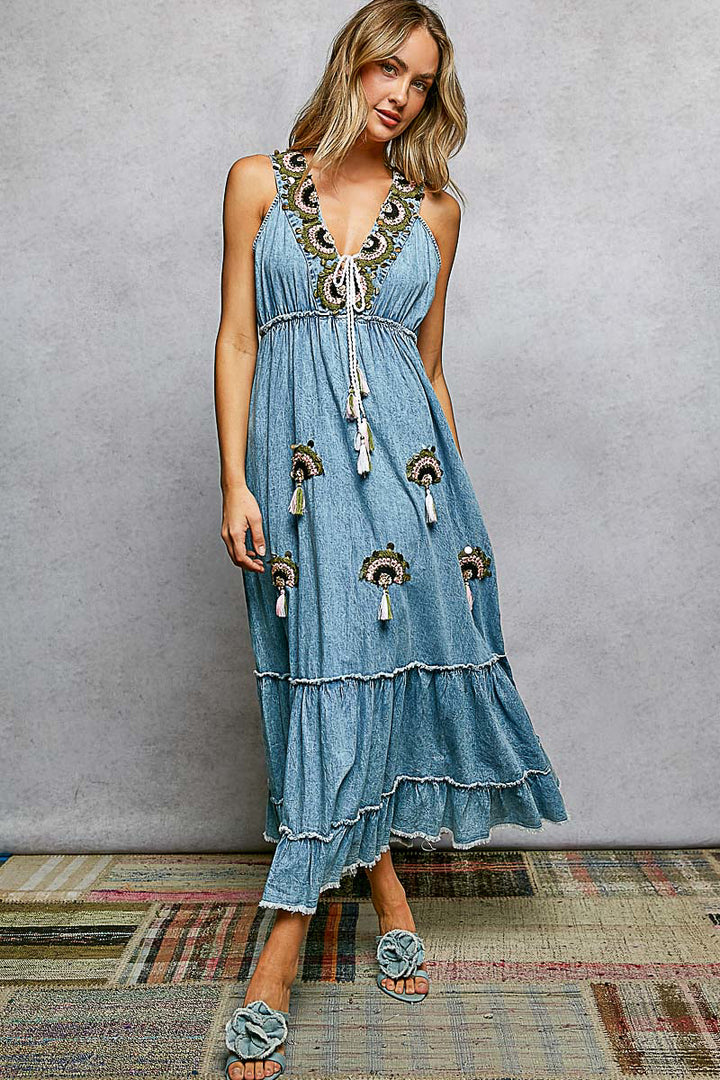 Tassels &amp; Sequins Denim Dream Dress