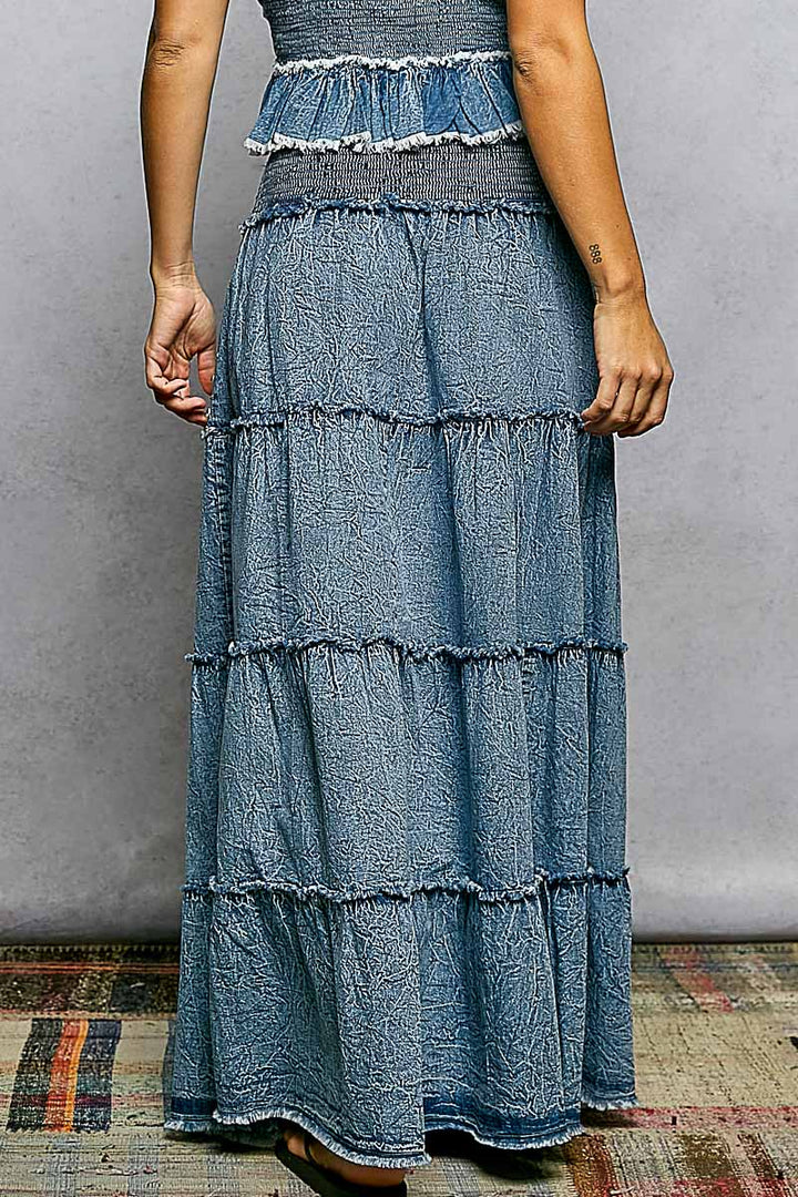 Aquamarine Sequin Stonewash Skirt