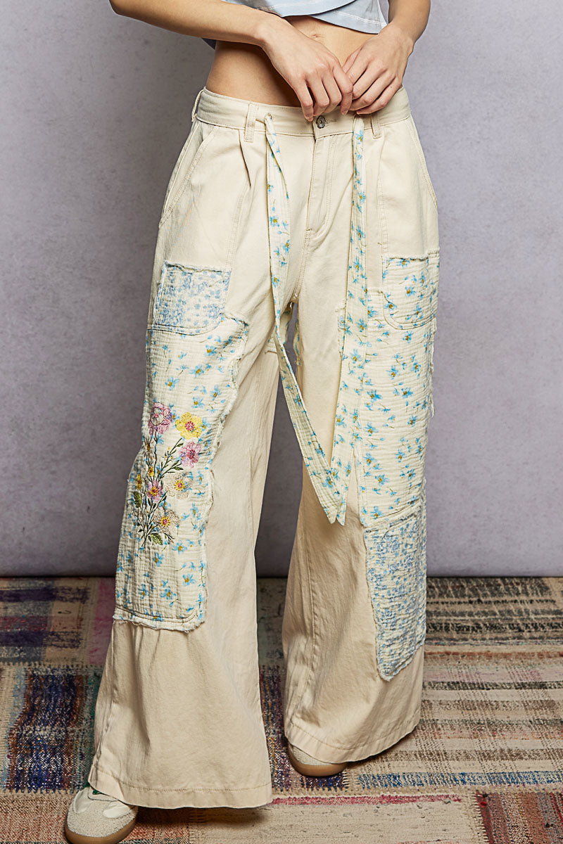 Worn Petals Patch Pants