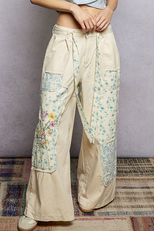 Worn Petals Patch Pants
