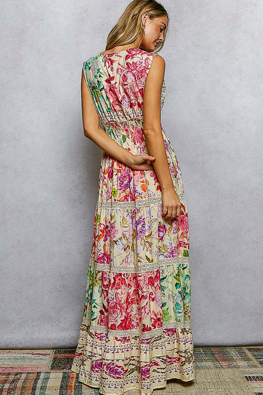 Radiant Blossom Cotton Sleeveless Dress