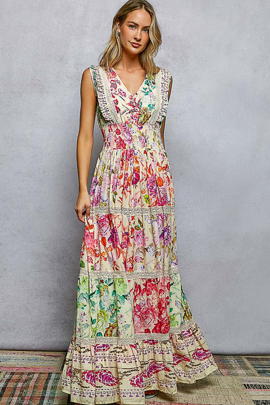 Radiant Blossom Cotton Sleeveless Dress