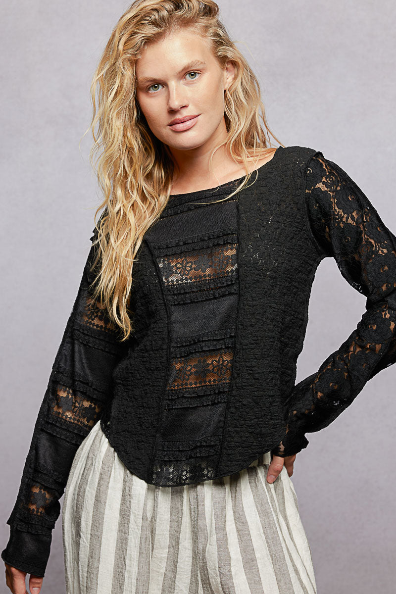 Now You See Me Black Mesh Top