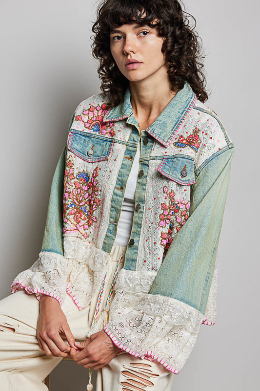 Lace &amp; Petals Denim Jacket