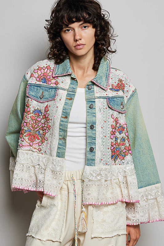 Lace &amp; Petals Denim Jacket