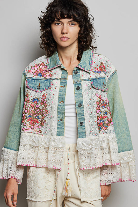 Lace &amp; Petals Denim Jacket