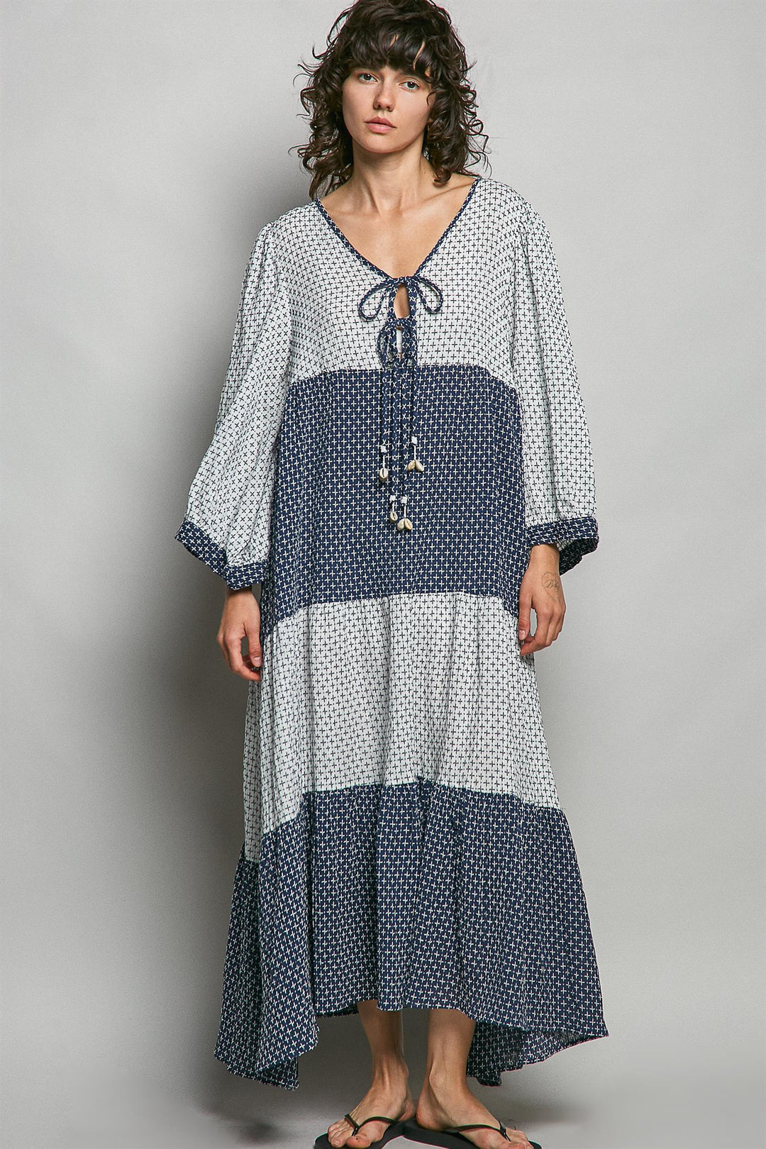 Waves &amp; Seashells Cotton Maxi Dress