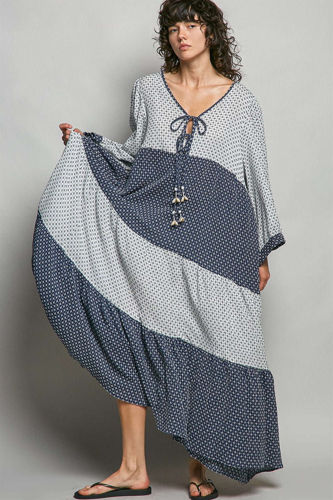 Waves &amp; Seashells Cotton Maxi Dress