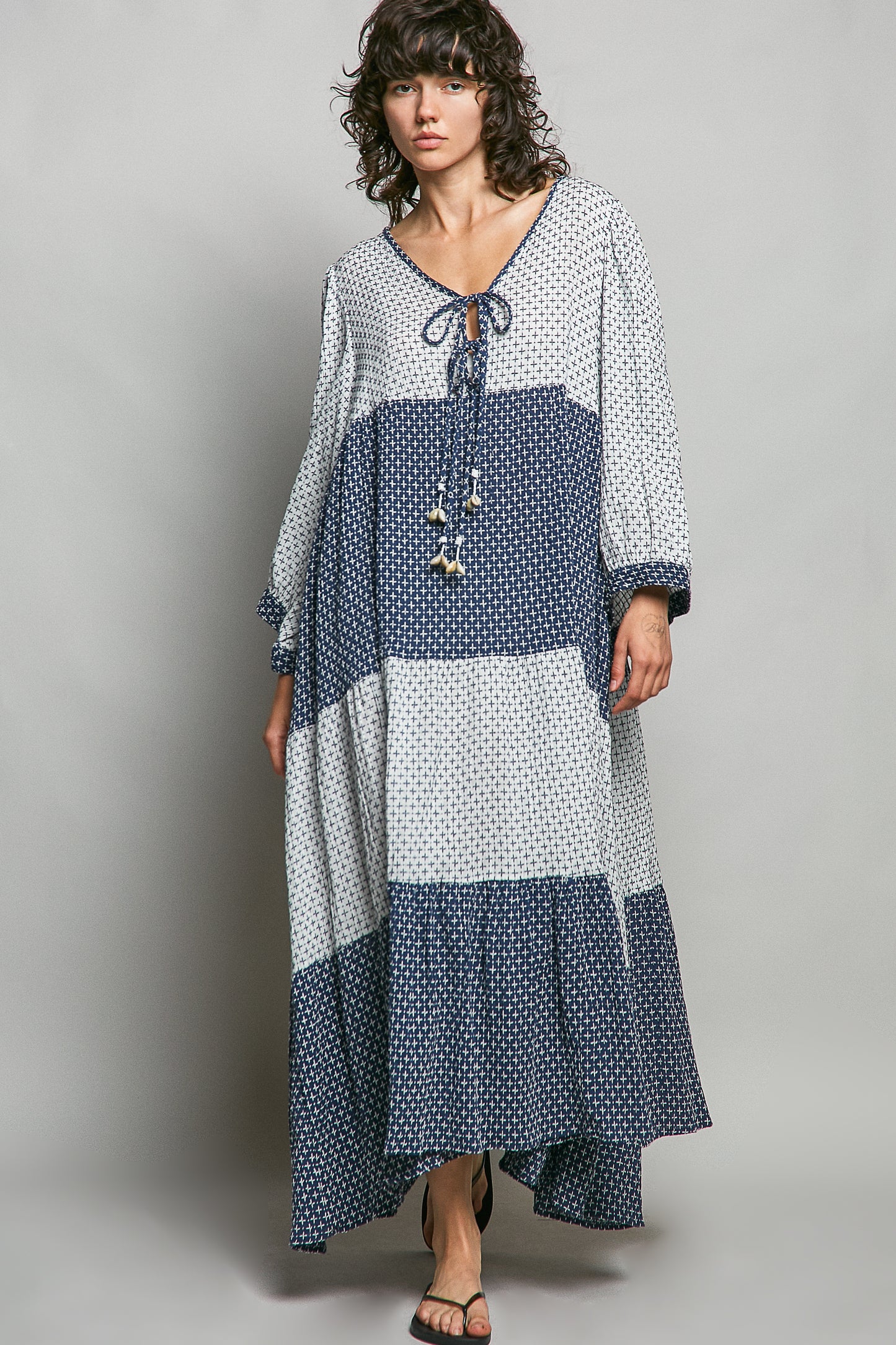 Waves & Seashells Cotton Maxi Dress