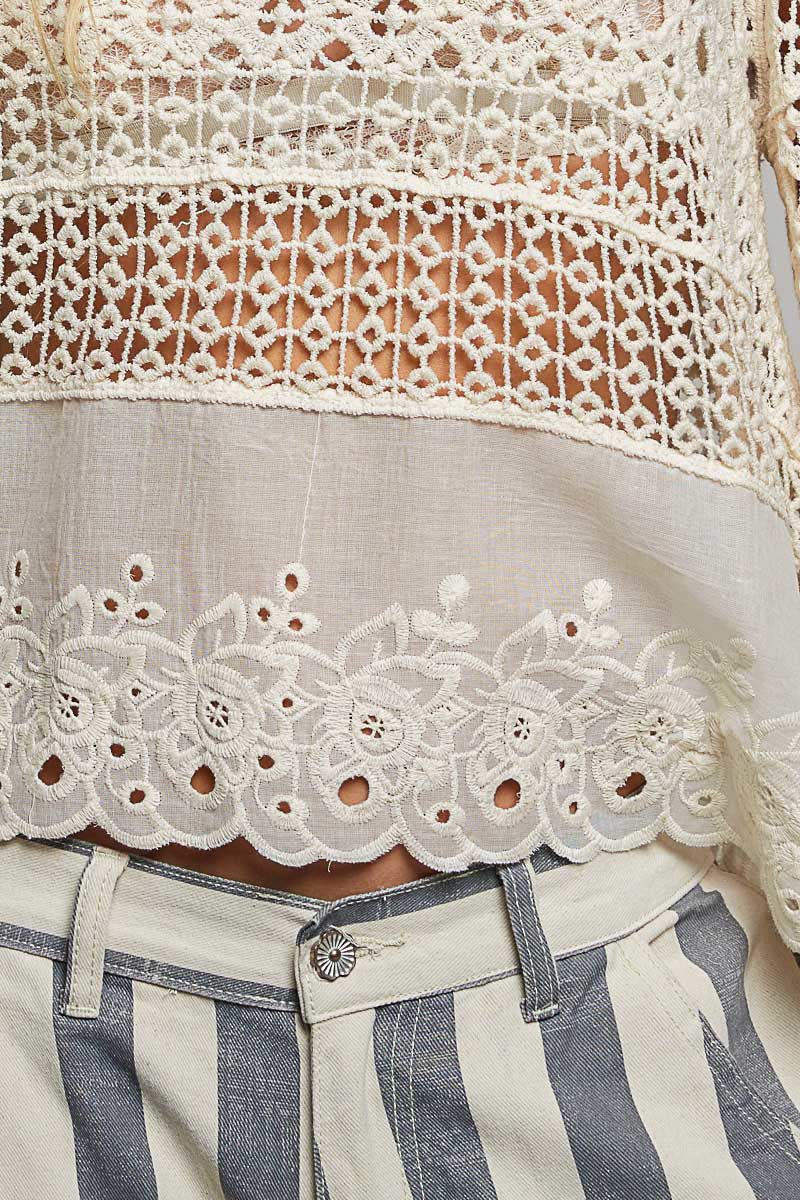 Country Romance Crochet Lace Top