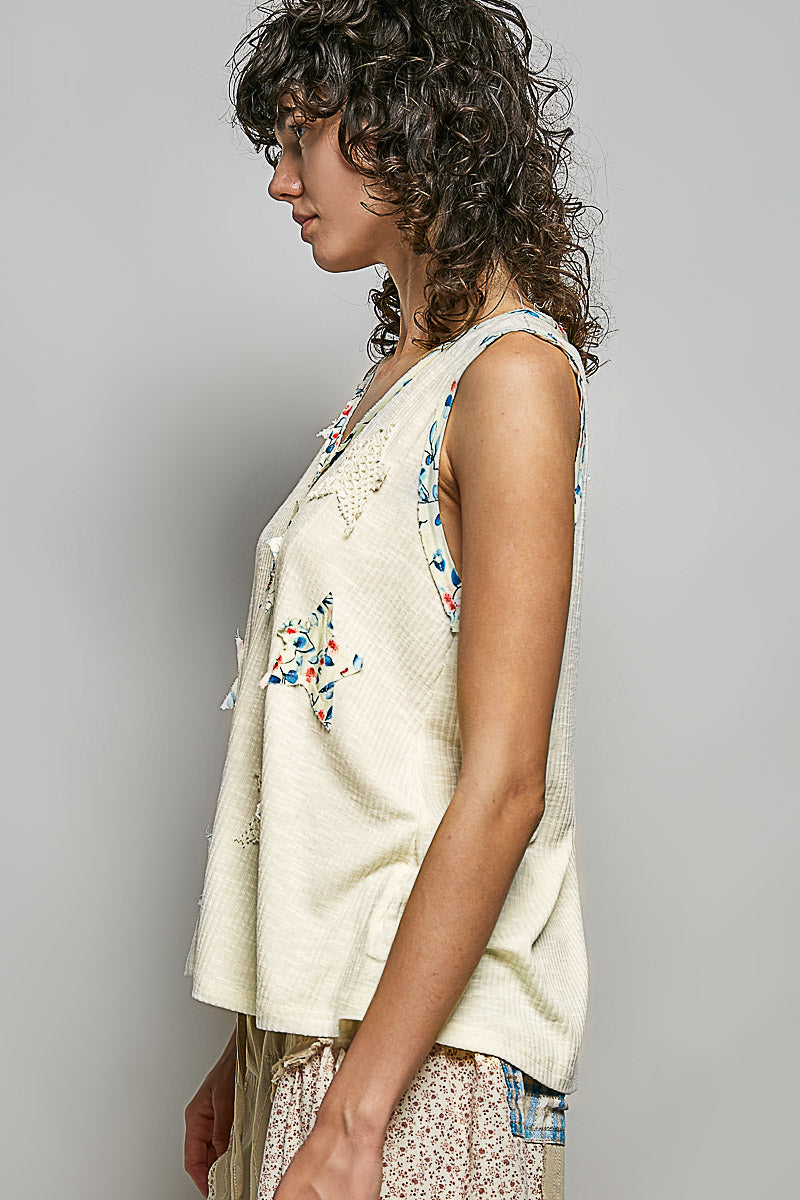 Floral Stardust Cream Tank