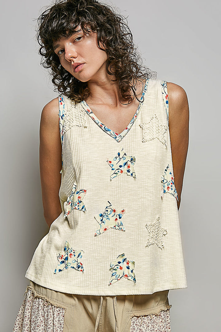 Floral Stardust Cream Tank