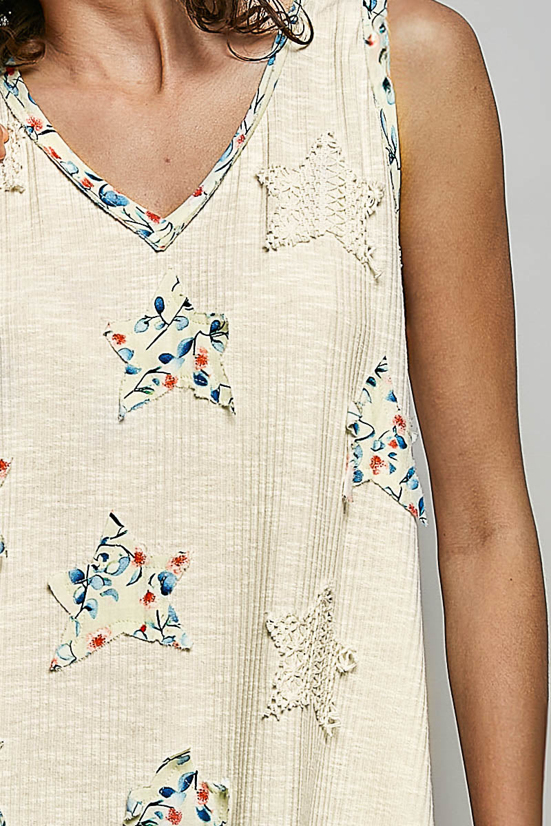 Floral Stardust Cream Tank