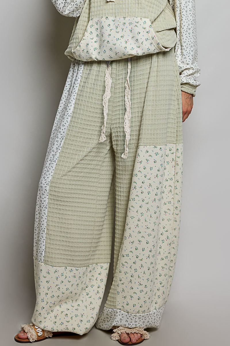 Sage Blossom Patchwork Pants