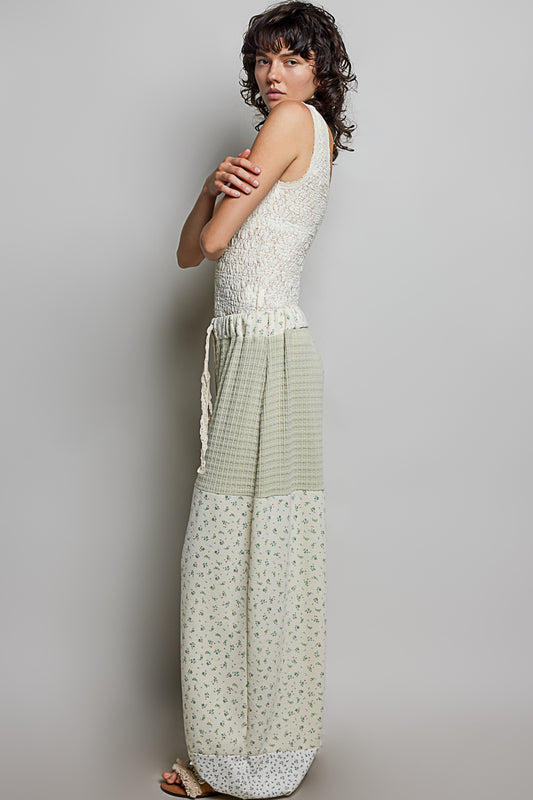 Sage Blossom Patchwork Pants