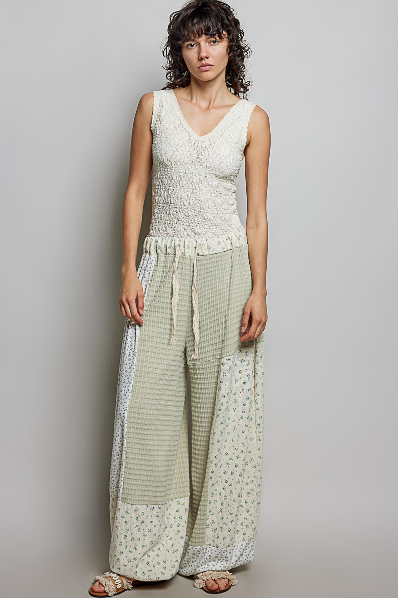 Sage Blossom Patchwork Pants