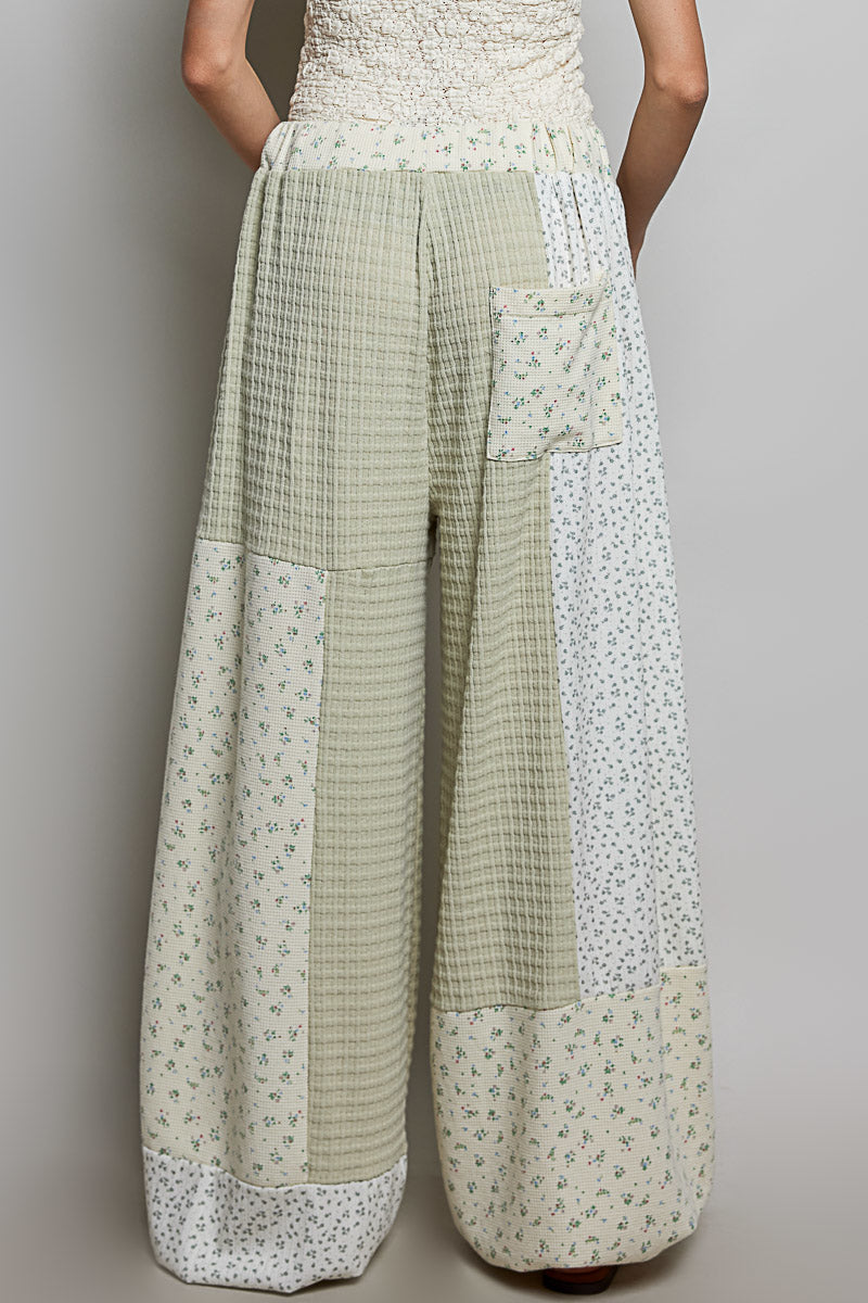 Sage Blossom Patchwork Pants