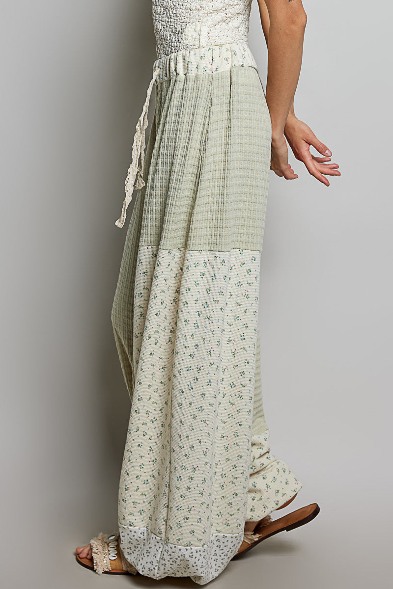 Sage Blossom Patchwork Pants