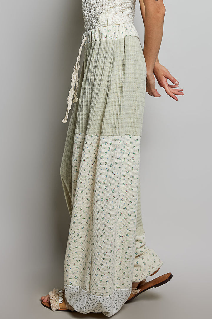 Sage Blossom Patchwork Pants