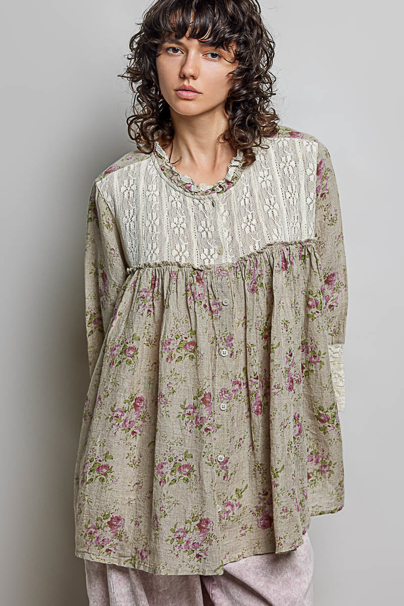 Vintage Rose &amp; Lace Blouse
