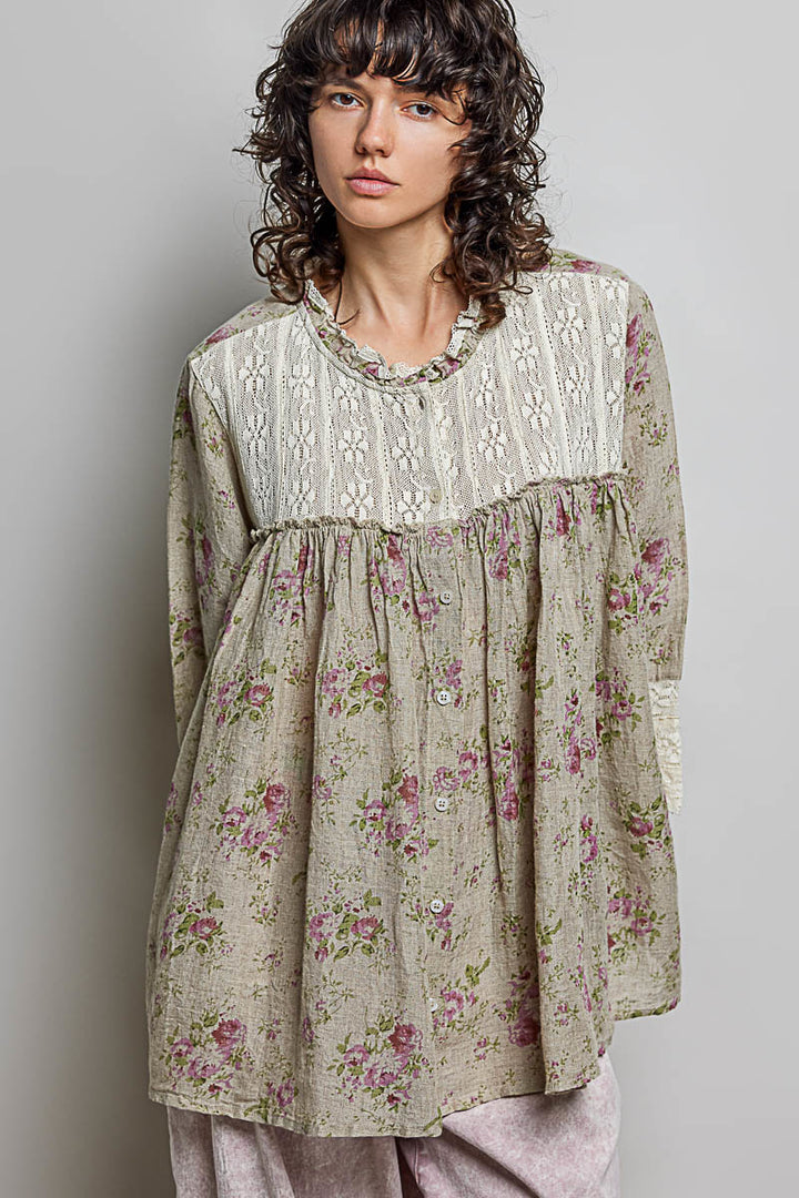 Vintage Rose &amp; Lace Blouse