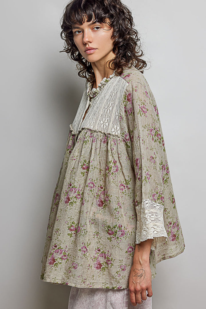 Vintage Rose &amp; Lace Blouse