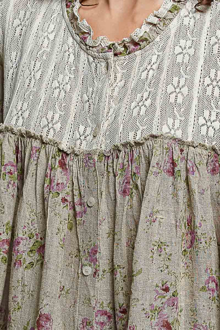 Vintage Rose &amp; Lace Blouse